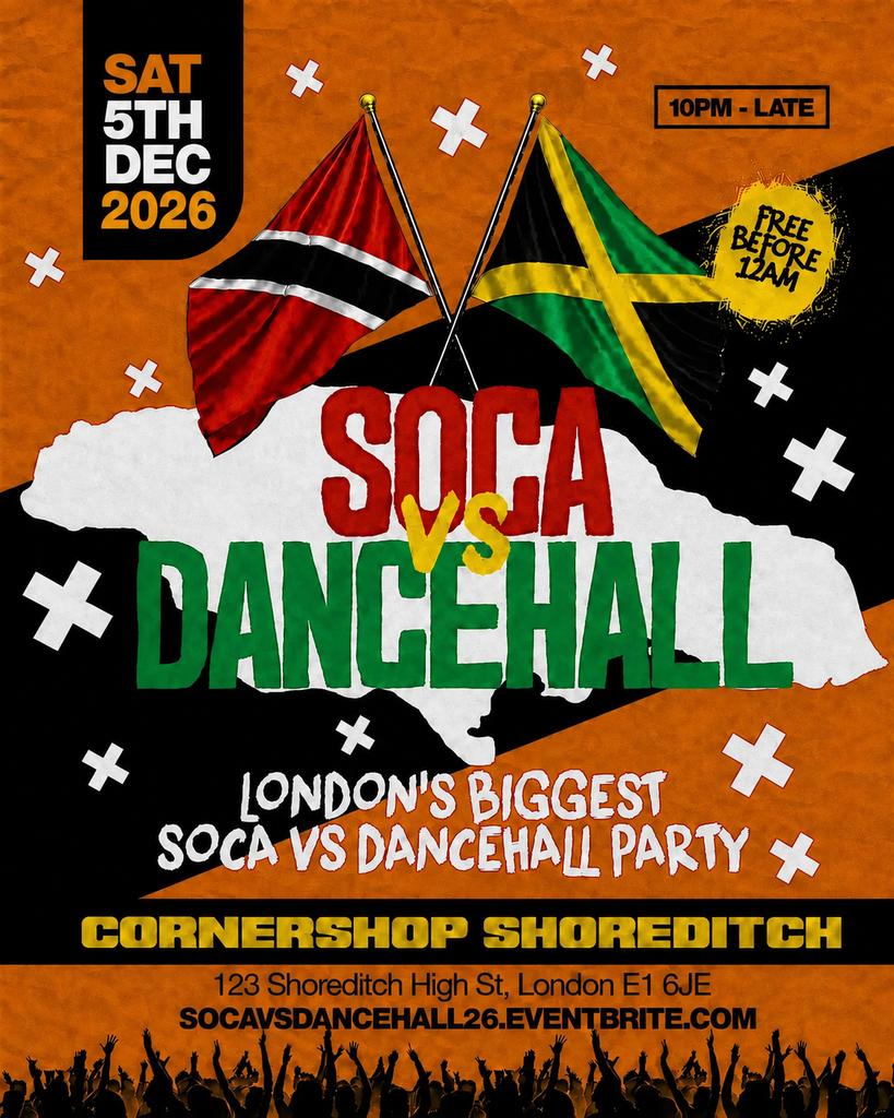 Soca Vs Dancehall Shoreditch – Everyone Free Before 12AM