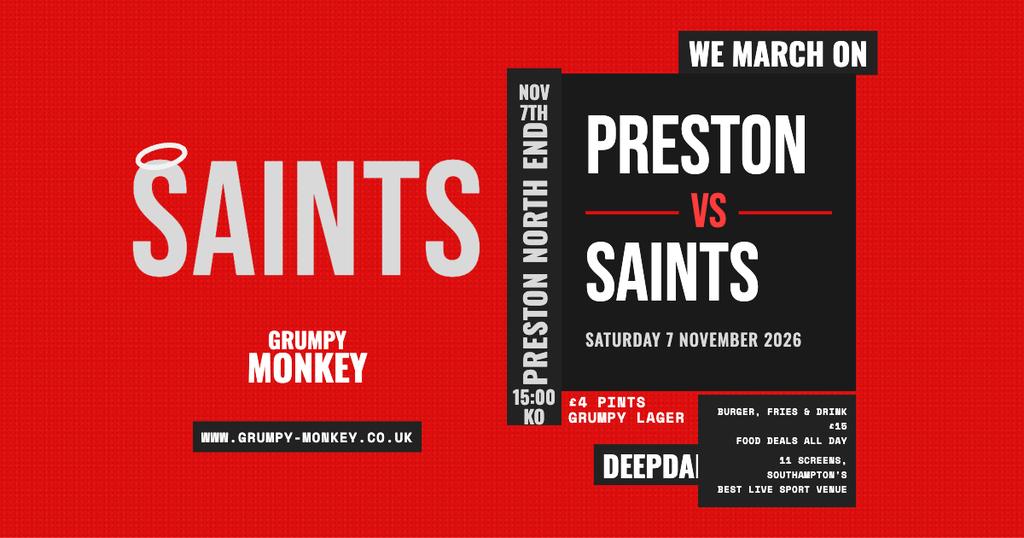 Saints vs Queens Park Rangers β Live at Grumpy Monkey β½π΄βͺ