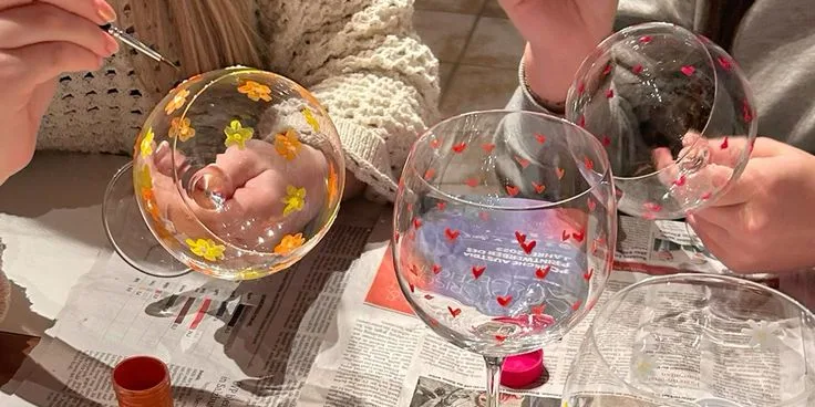 Wine glass painting social